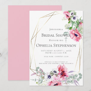 Invitación BRIDAL SHOWER Popas color agua rosa