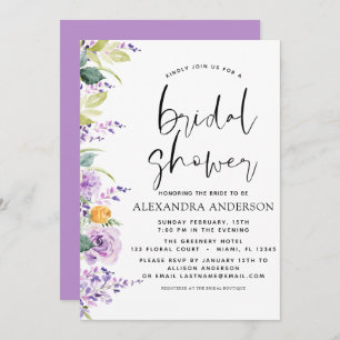 Invitación Bridal Shower Purple Floral Greeneration