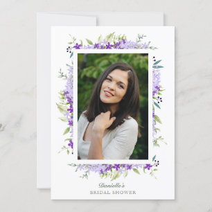 Invitación Bridal Shower Purple Shades Flower Branches Photo