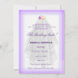 Invitación Bridal Shower Purple Watercolor Boda Vestido