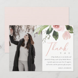 INVITACIÓN BRIDAL SHOWER, ROSA DE RUBOR DE ROPA SUAVE GRACIAS