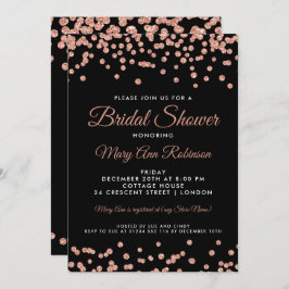 Invitación Bridal Shower Rosa Gold Faux Purpurina Confetti Bl