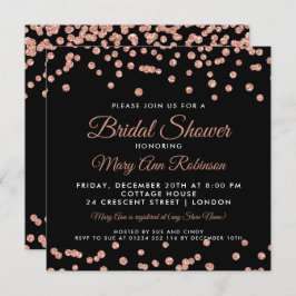Invitación Bridal Shower Rosa Gold Faux Purpurina Confetti Bl