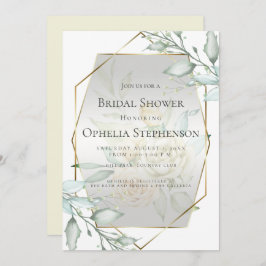 Invitación BRIDAL SHOWER | Rosa Rubor marfil-amarillo acuarel