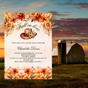 Invitación Bridal Shower se enamoró de la cowgirl naranja flo