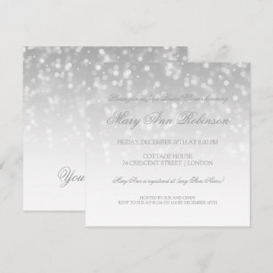 Invitación Bridal Shower Silver Bokele Sparkle Luces