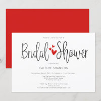 Bridal Shower Simple blanco negro blanco rojo invi