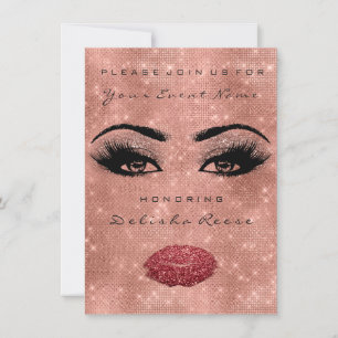 Invitación Bridal Shower Spark 16º Rosa Spark Purpurina Rojo