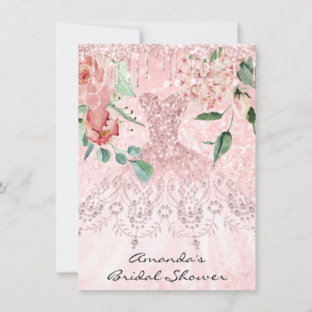 Invitación Bridal Shower Spark Rosa Rosa Dress Florencia (Reverso)