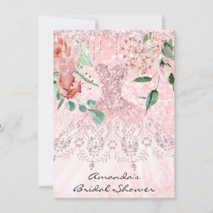 Invitación Bridal Shower Spark Rosa Rosa Dress Florencia