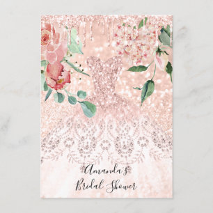 Invitación Bridal Shower Spark Rosa Rosa Dress Florencia