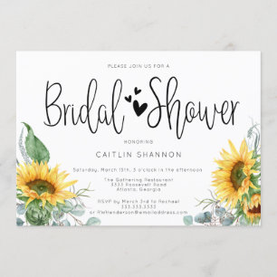 Invitación Bridal Shower Sunflower con corazón