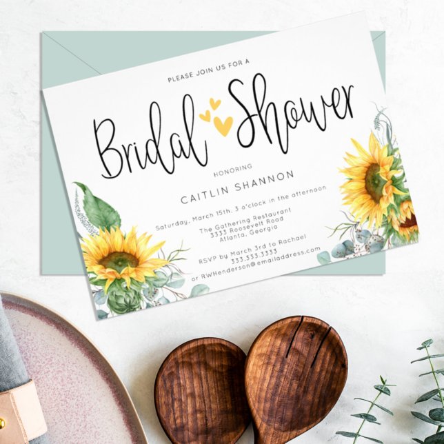 Invitación Bridal Shower Sunflower with Yellow Hearts (Subido por el creador)