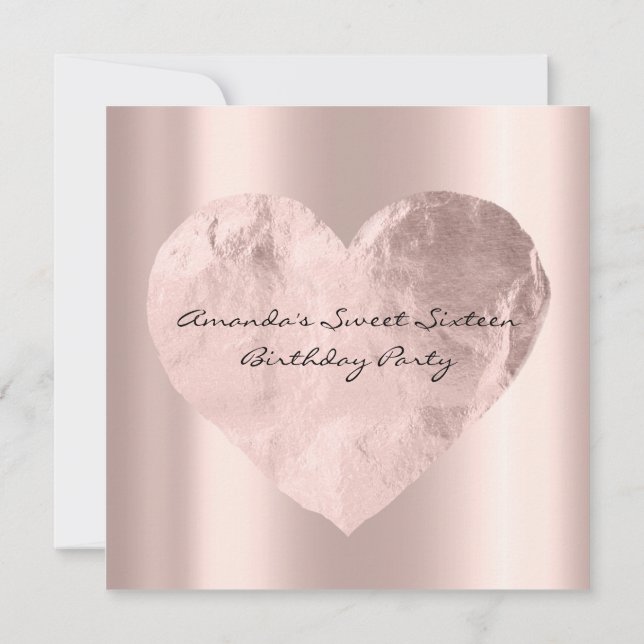 Invitación Bridal Shower Sweet 16th Birthday Rosa Heart (Reverso)