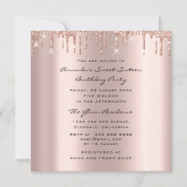 Invitación Bridal Shower Sweet 16th Drips Rosa Gold Photo