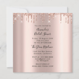 Invitación Bridal Shower Sweet 16th Drips Rosa Gold Photo
