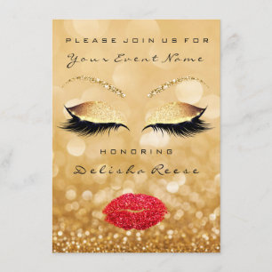 Invitación Bridal Shower Sweet 16th Gold Sparkly Purpurina Ro