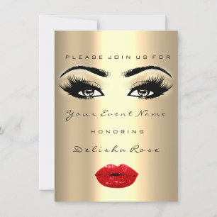 Invitación Bridal Shower Sweet 16th Kiss LIPS MAKE-UP RED
