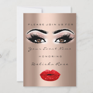 Invitación Bridal Shower Sweet 16th Kiss LIPS MAKE-UP RED RO