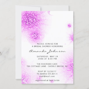 Invitación Bridal Shower Sweet 16th Purpurina White Abstra