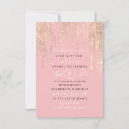 Invitación Bridal Shower Sweet 16th Rosa Gold Stripes