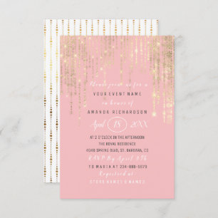 Invitación Bridal Shower Sweet 16th Rosa Gold Stripes
