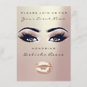 Invitación Bridal Shower Sweet 16th Rosa Purpurina de ojos Ru