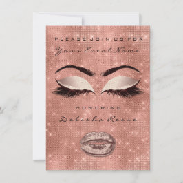 Invitación Bridal Shower Sweet 16th Rosa Purpurina de oro Rub