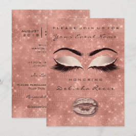 Invitación Bridal Shower Sweet 16th Rosa Purpurina de oro Rub