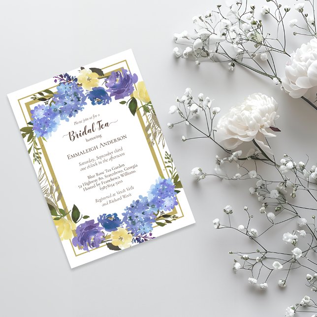 Invitación Bridal Shower Tea Carolina Classic Blue Floral (Subido por el creador)