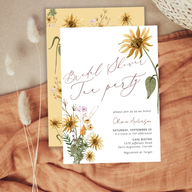 Invitación Bridal Shower Tea Fiesta Sunflower Floral (Subido por el creador)