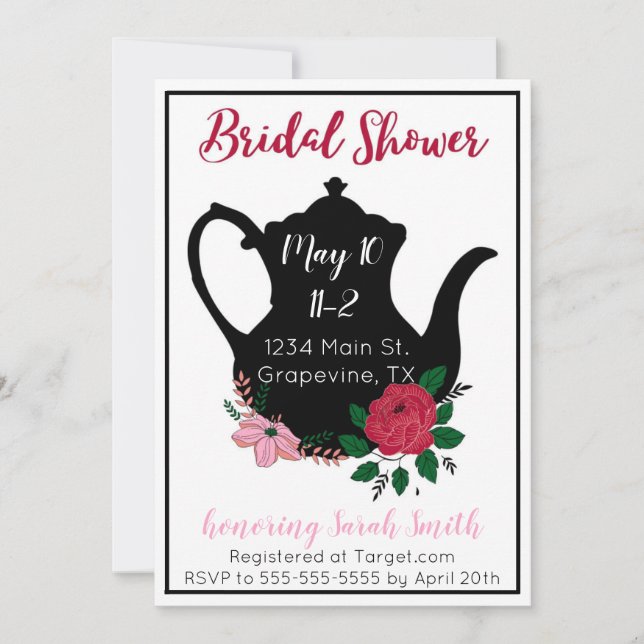 Invitación Bridal Shower Tea Invitation (Anverso)