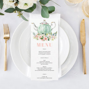 Invitación Bridal Shower Tea Party Menu Invitation