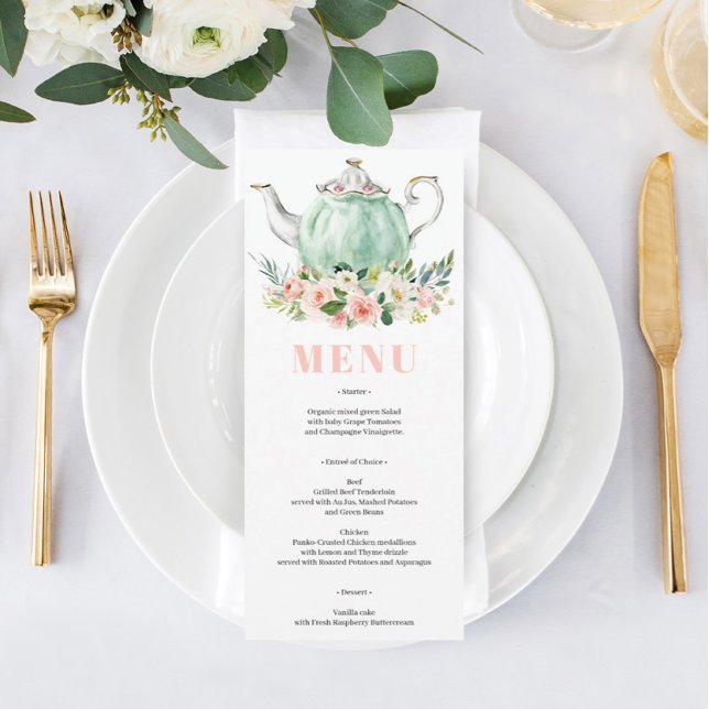Invitación Bridal Shower Tea Party Menu Invitation (Subido por el creador)