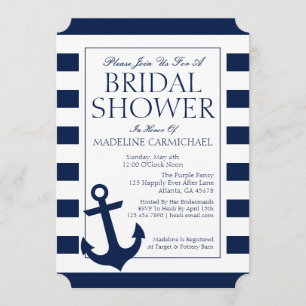 Invitación Bridal Shower Tiras náuticas