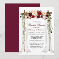 Bridal Shower Watercolor Borgoña Floral Canopia