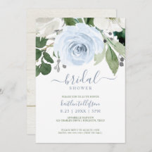 Bridal Shower Watercolor Bouquet Dusty Azul
