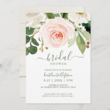 Bridal Shower Watercolor Bouquet Rubor Rosa