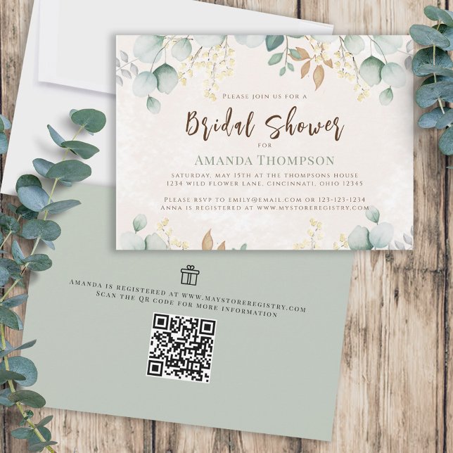 Invitación Bridal Shower Watercolor Greenery Eucalyptus (Subido por el creador)