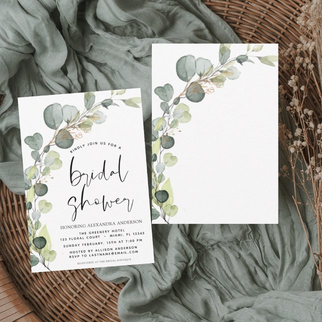 Invitación Bridal Shower Watercolor Greenery Eucalyptus (Subido por el creador)