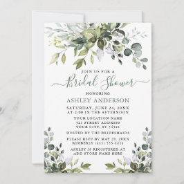 Invitación Bridal Shower Watercolor Greenery Sage Green