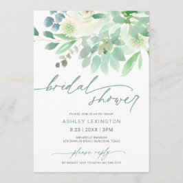 Invitación Bridal Shower Watercolor Suculento Verdor