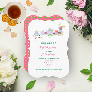 Invitación Bridal Shower Watercolor Tea Fiesta