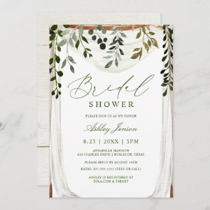 Invitación Bridal Shower Watercolor Vines Canopy Arbor Boho