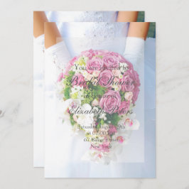 Invitación Bridal Shower White Lace Flower Bouquet Boda