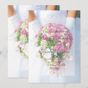Invitación Bridal Shower White Lace Flower Bouquet Boda