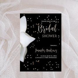 Invitación Bridal Shower White Magnolia Elegante Negro