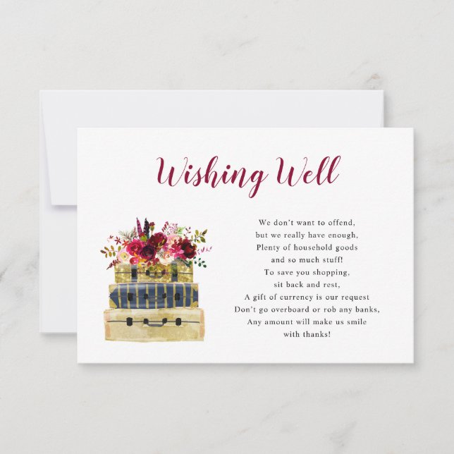 Invitación Bridal Shower Wike well card, tema de viaje (Anverso)