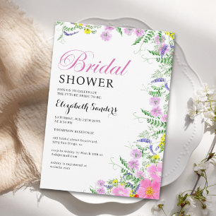 Invitación Bridal shower with wildflowers Pink Colors