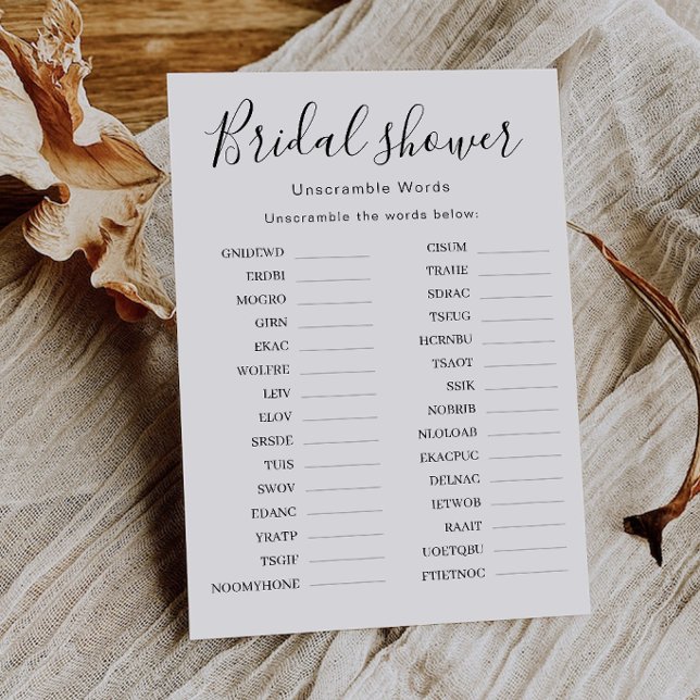 Invitación Bridal Shower Word Scramble Game | Wedding Shower (Bridal Shower Word Scramble Game | Wedding Shower Invitation)